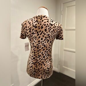 Calvin Klein Women's Wing Collared Animal Print Long Sleeve Open Cardigan Sweater Brown Size X-Small